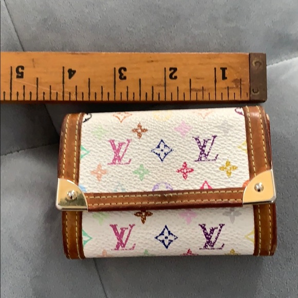 Authentic Louis Vuitton Murakami White Wallet Porte Monnaie Plat Coin Case - Picture 2 of 13